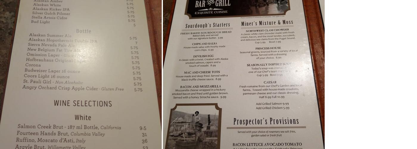 Trackers Lounge Menu