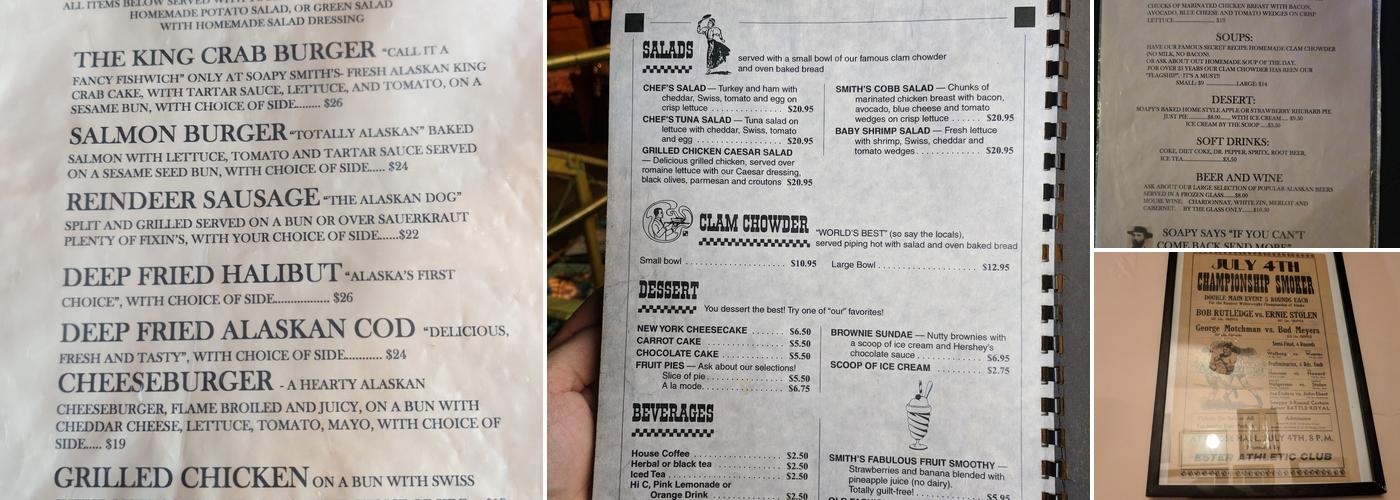 Soapy Smith's Pioneer Menu