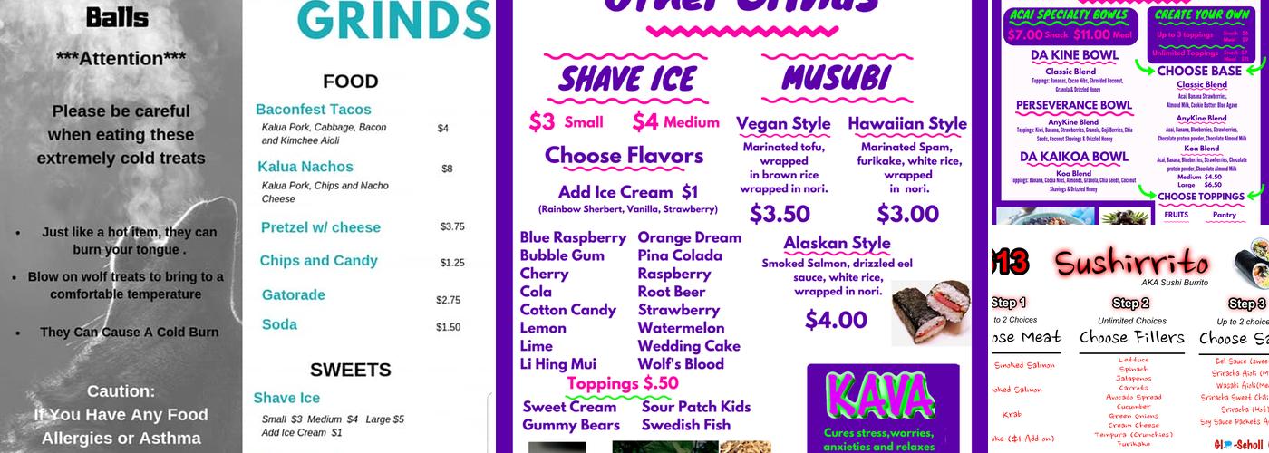 Gla-Scholl Grinds Valley Menu