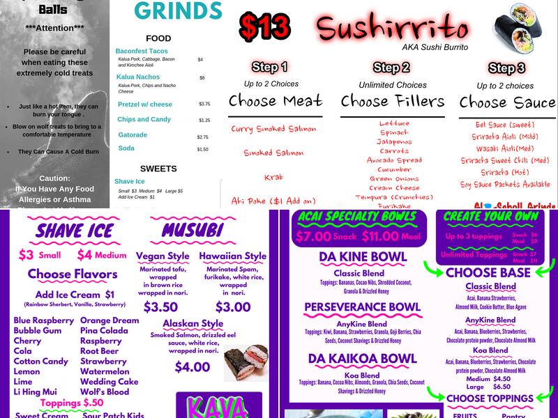 Gla-Scholl Grinds Valley Menu