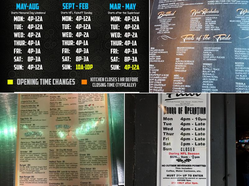 Alibi Bar & Cafe Menu