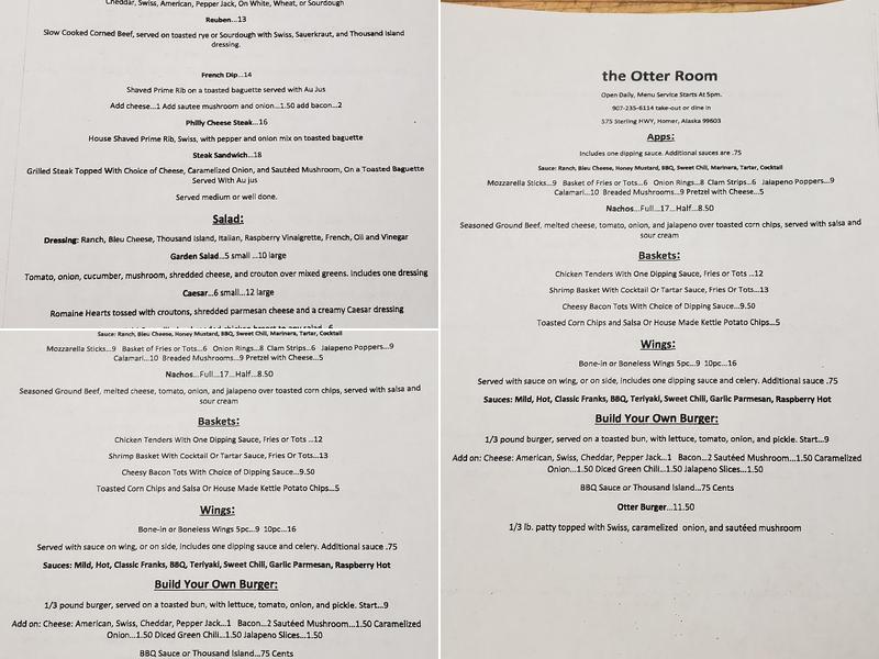 Otter Room Menu