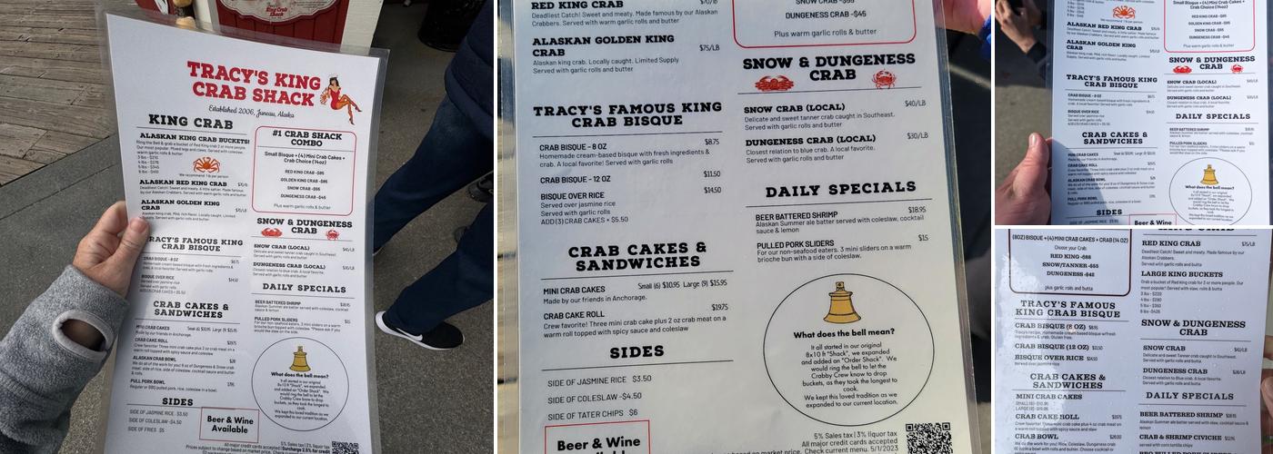 Tracy’s King Crab Shack Menu