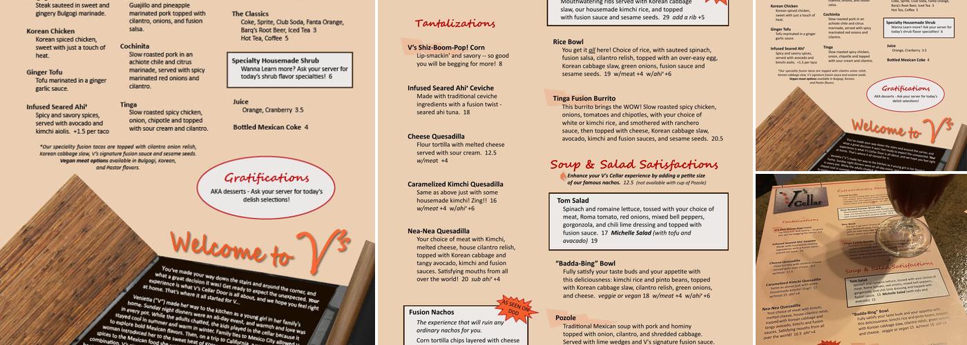 V's Cellar Menu