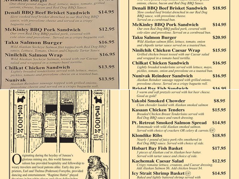 Red Dog Saloon Menu