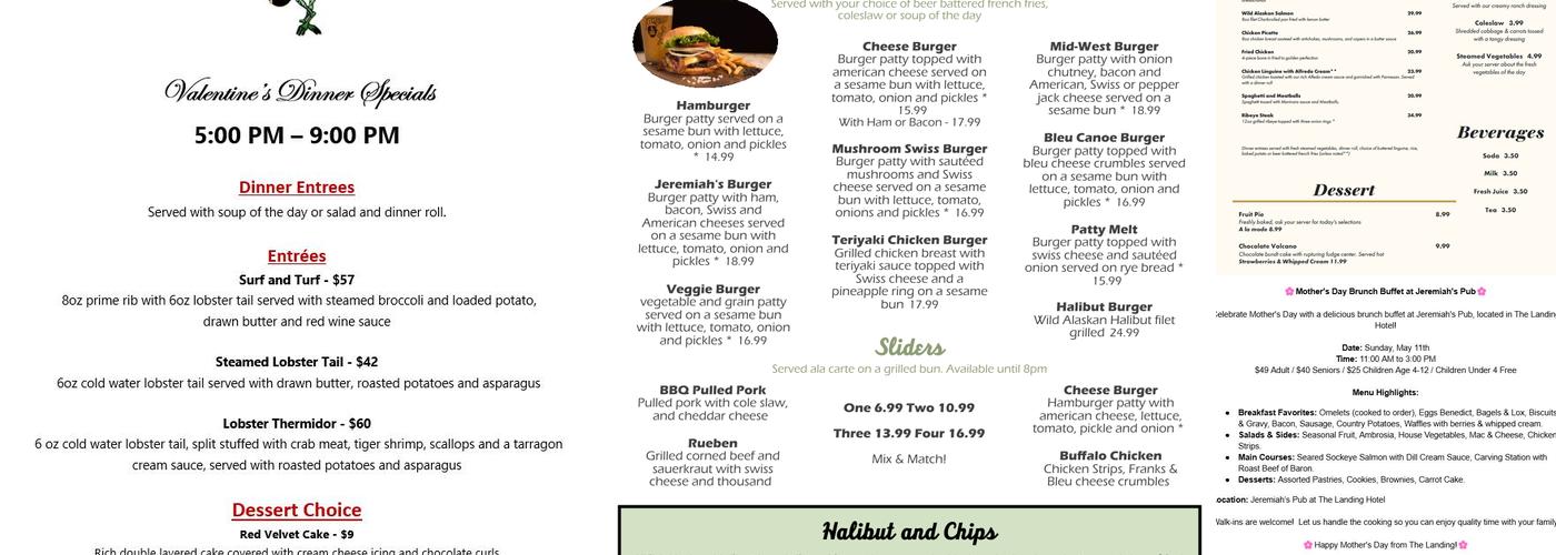 Jeremiah's Pub Menu