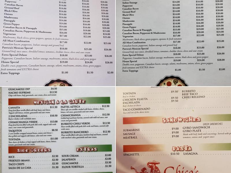 Chico's Mexican Restaurant Menu
