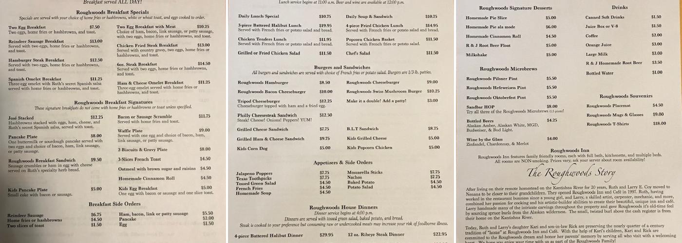 Rough Woods Inn Menu