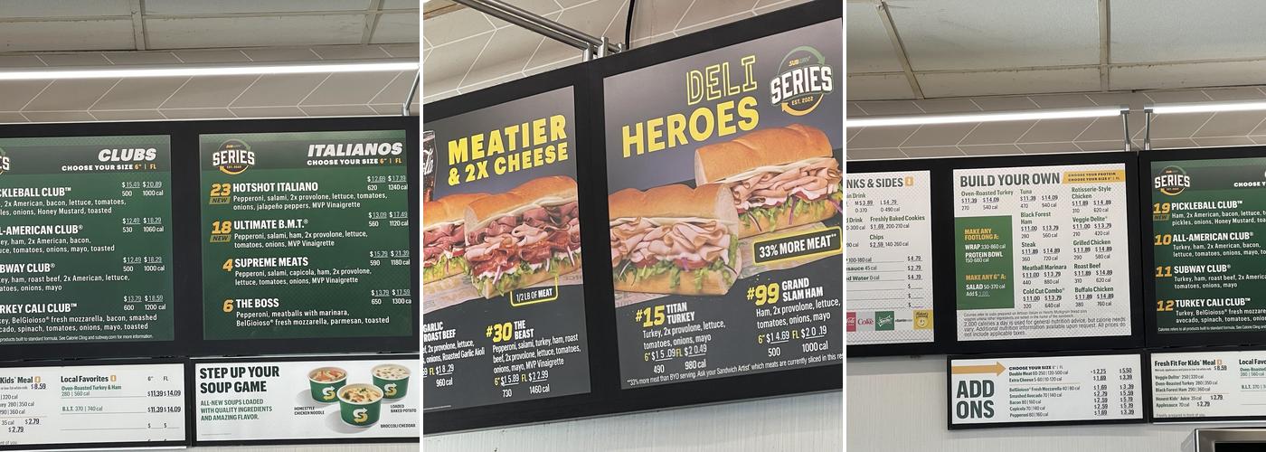 Subway Menu