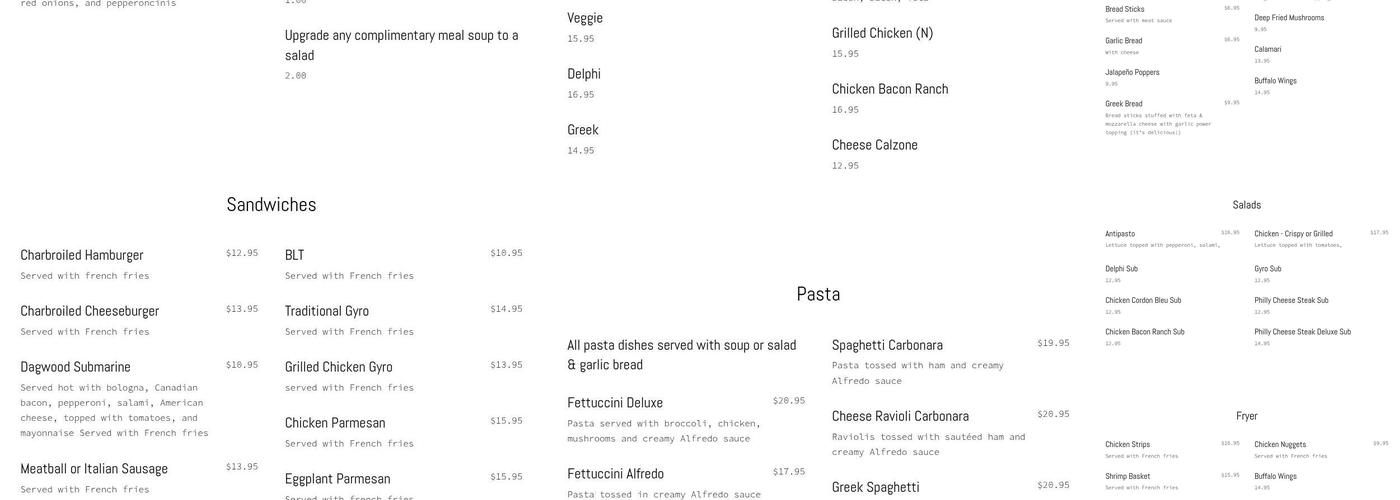 Pizza Ria Delphi Menu