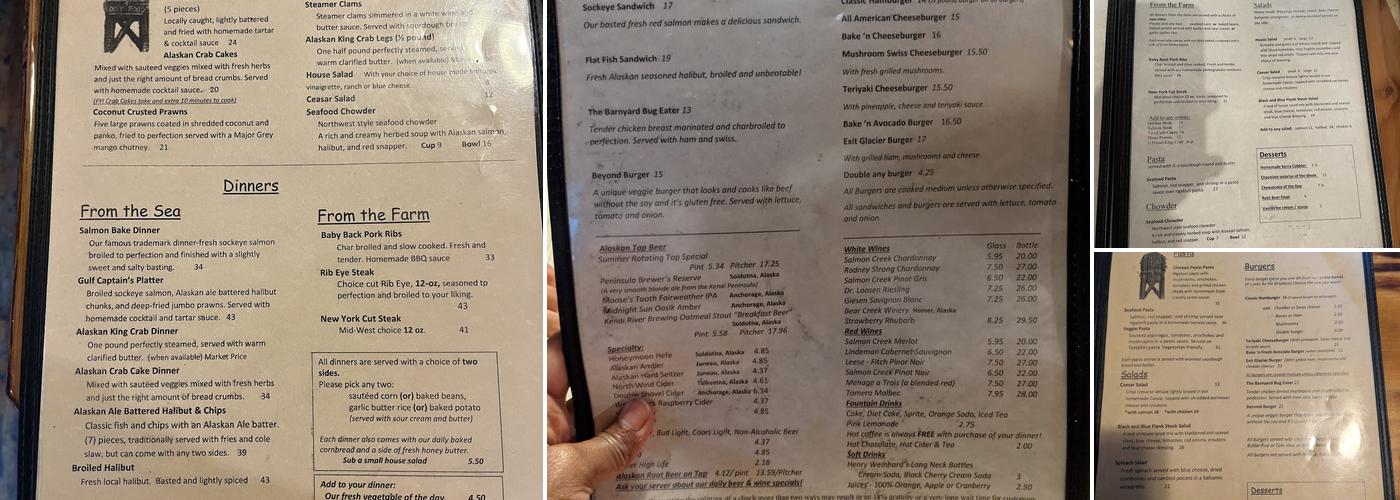 Exit Glacier Salmon Bake Menu