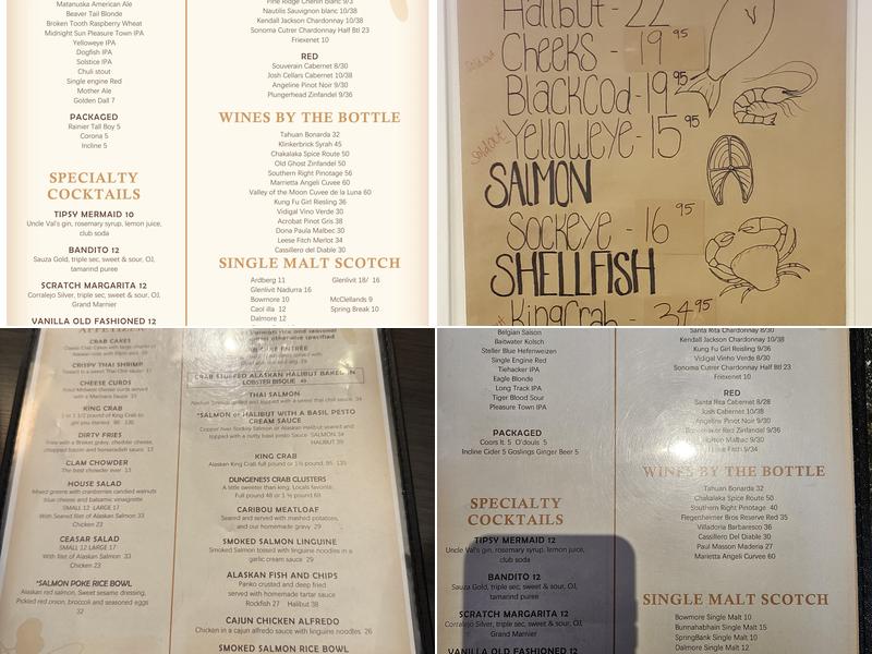 Chinooks Restaurant Menu