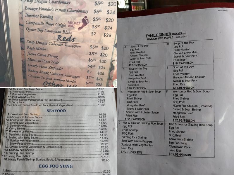 Peking Restaurant Menu