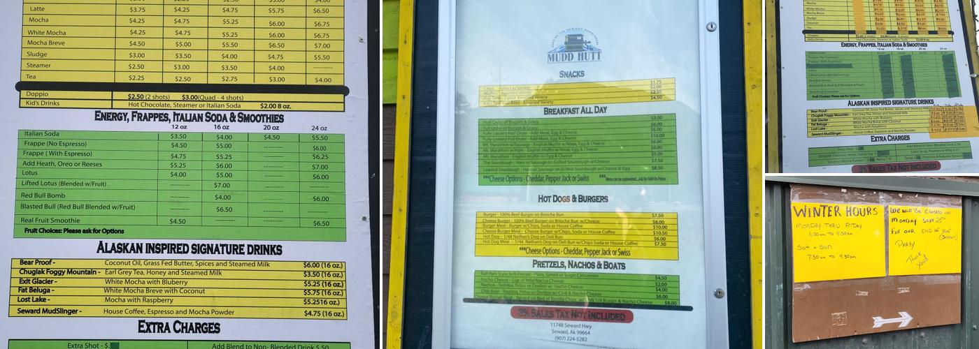 Mudd Hutt Menu