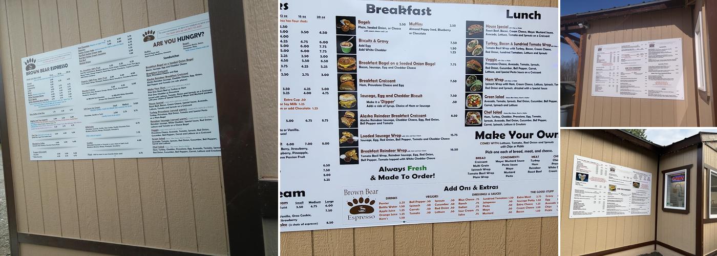 Brown Bear Espresso Menu