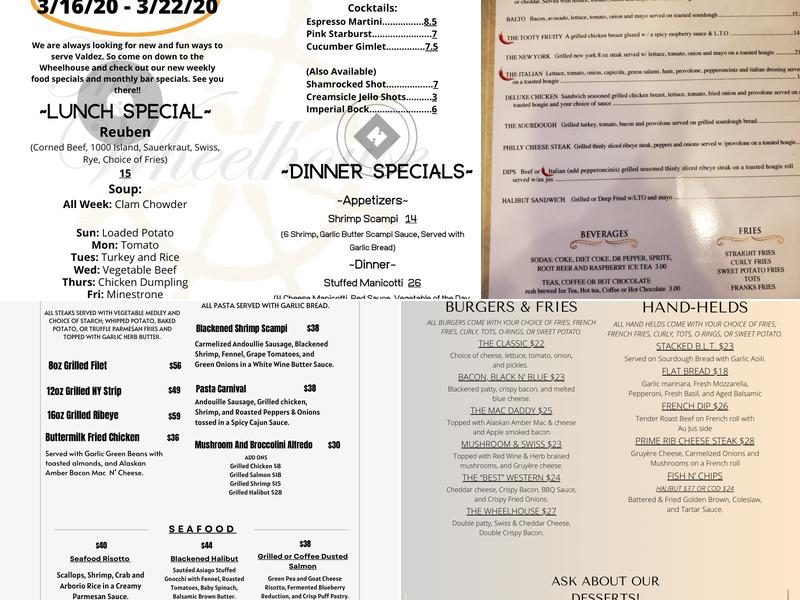 The Wheelhouse Menu
