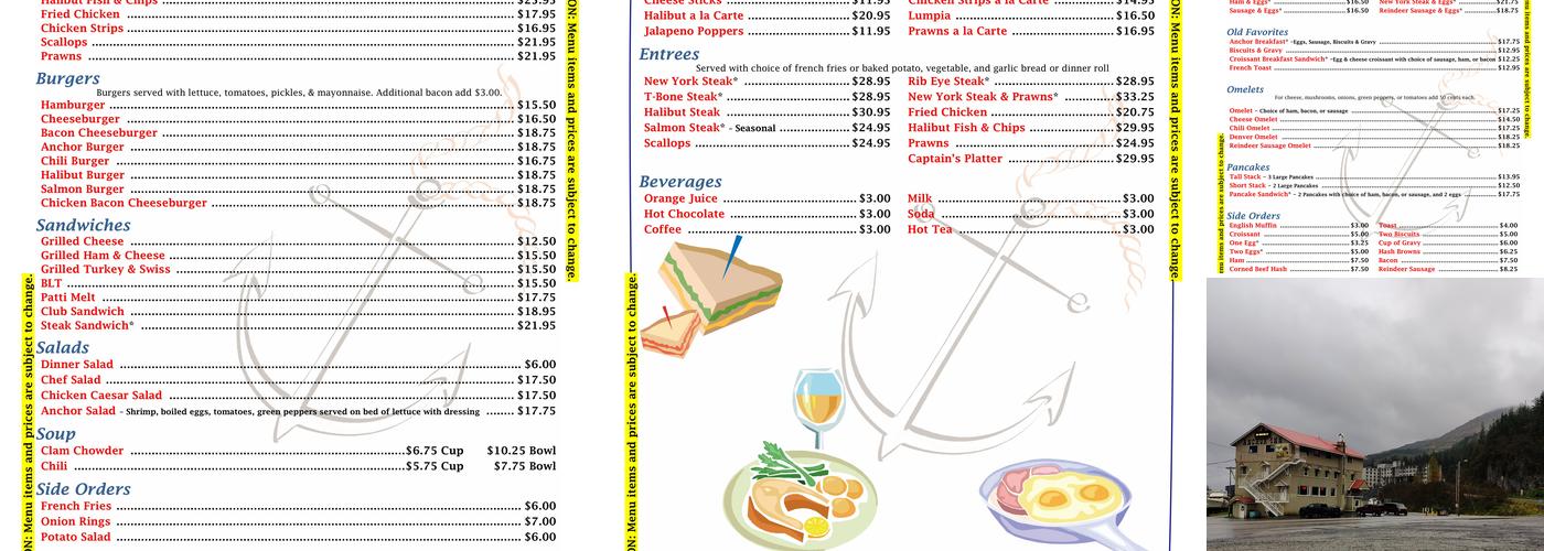 Anchor Inn Menu