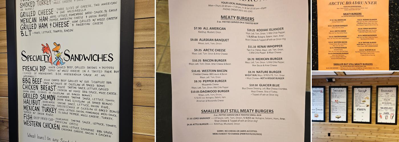 Arctic Roadrunner Menu