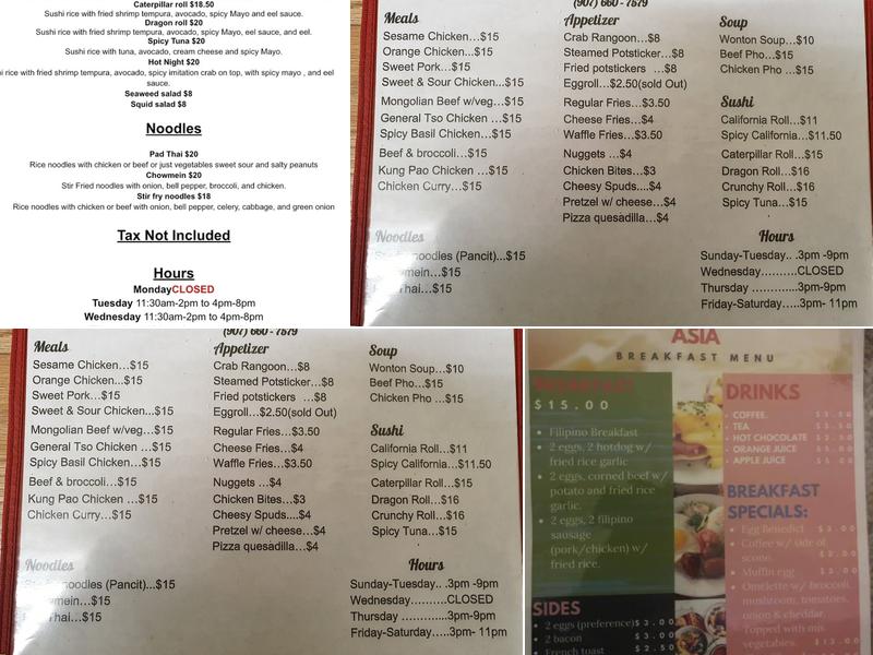 Michelle's Taste of Asia Menu