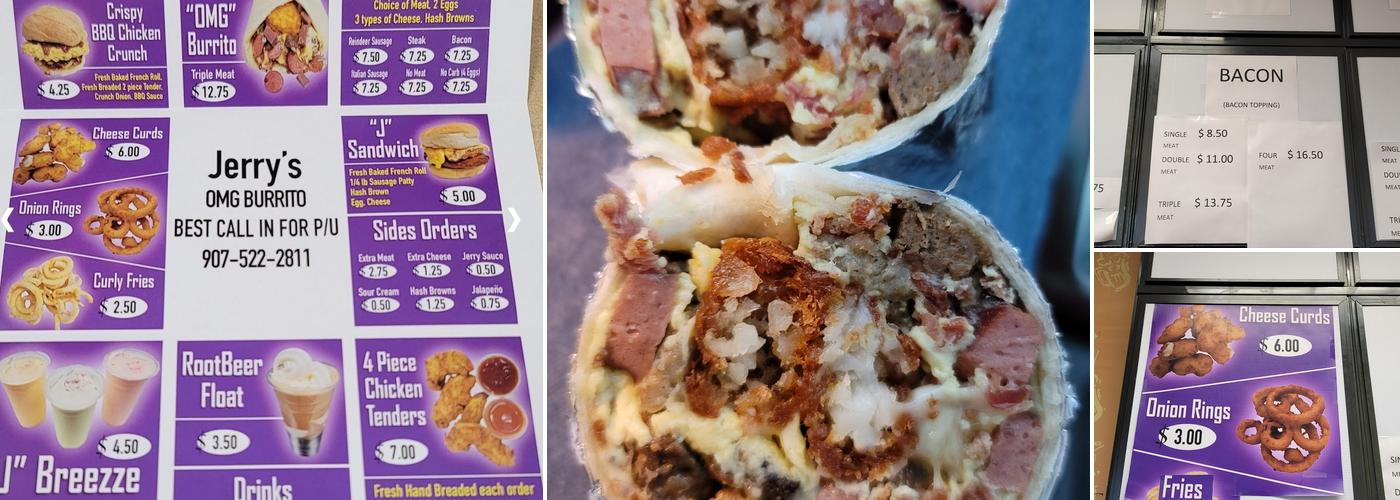 Jerry's OMG Burritos Menu