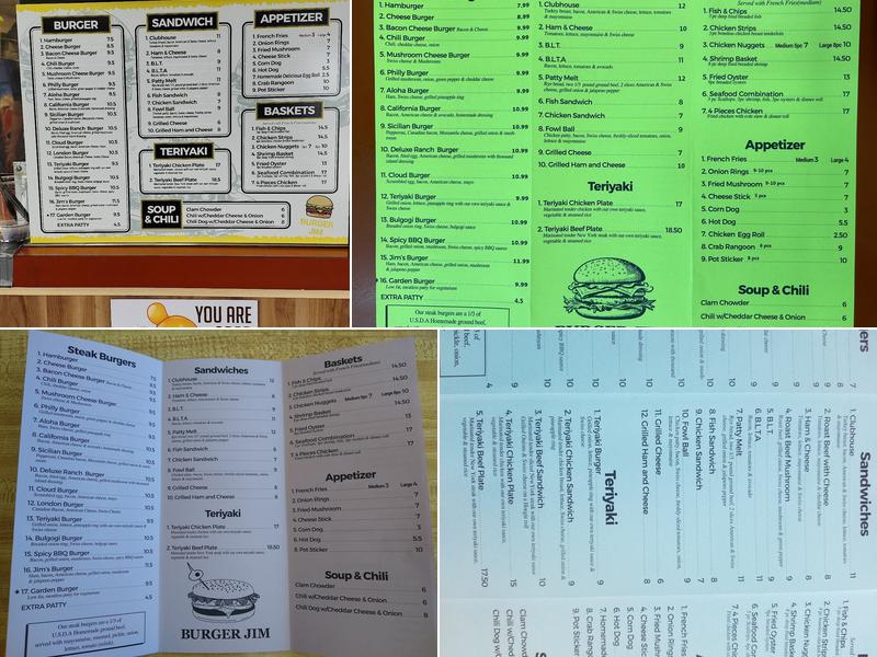 Burger Jim Menu