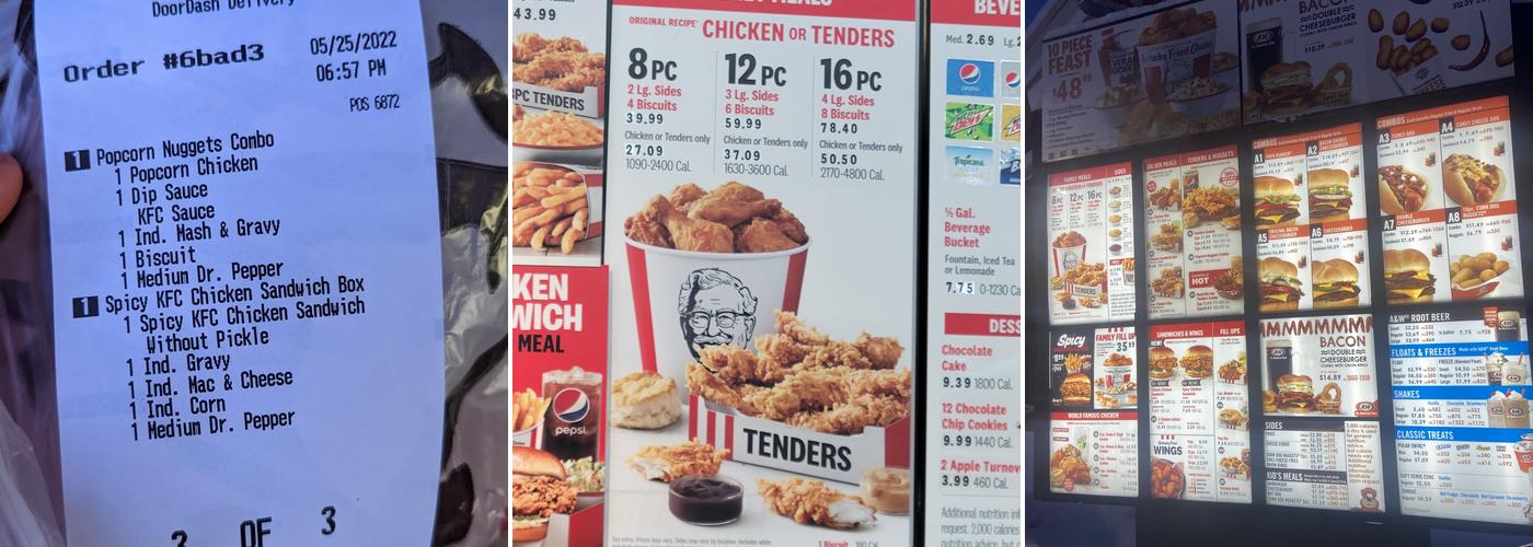 KFC Menu
