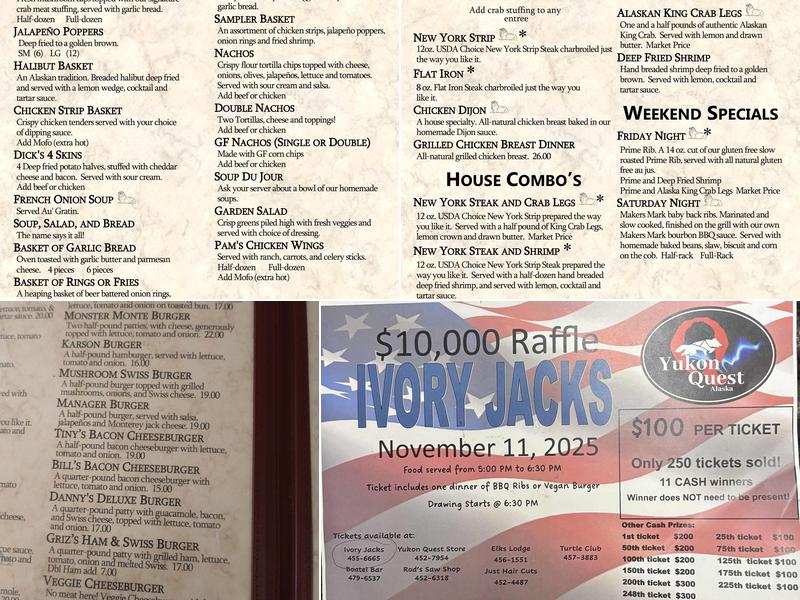 Ivory Jacks Menu