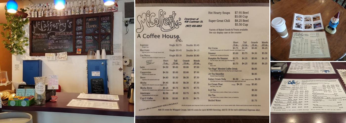 McCafferty's, A Coffee House, Etc. Menu