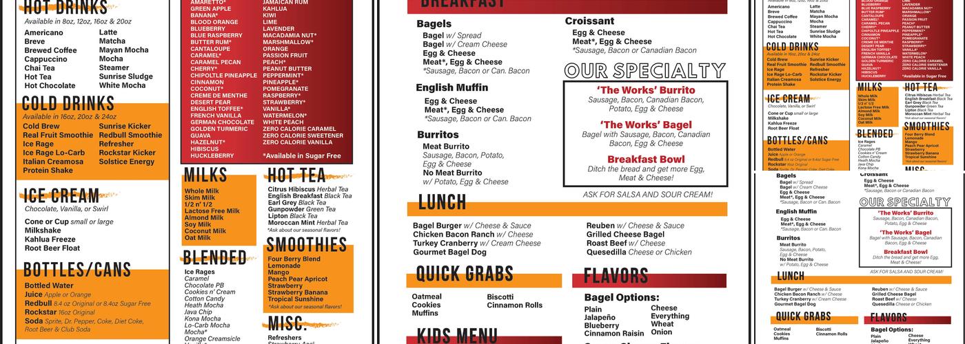 Sunrise Bagel & Espresso Menu