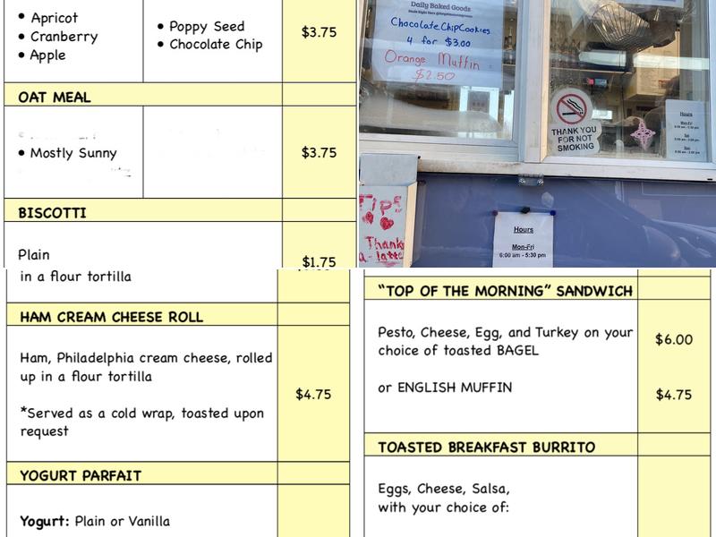 Forget Me Not Espresso Menu