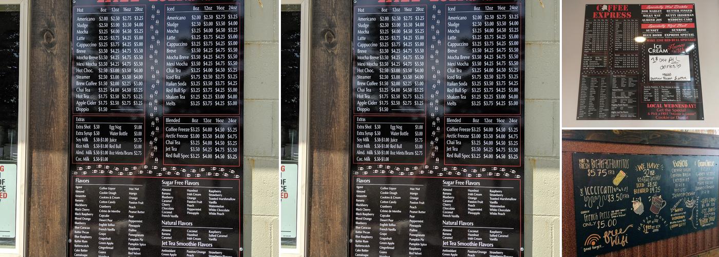 Coffee Express Lounge Menu