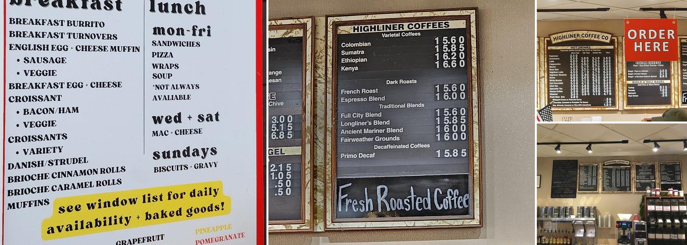 Highliner Coffee Menu