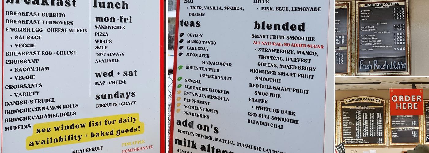 Highliner Coffee Menu