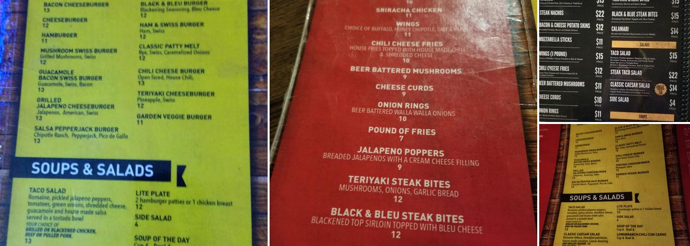 Long Branch Saloon Menu