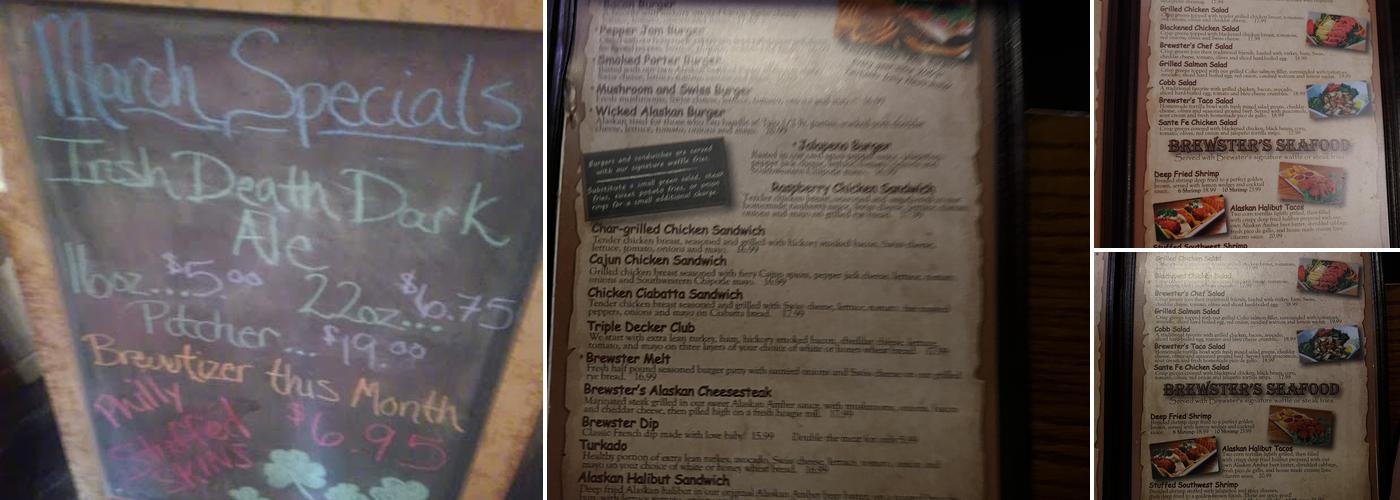 Brewster's Northgate Menu