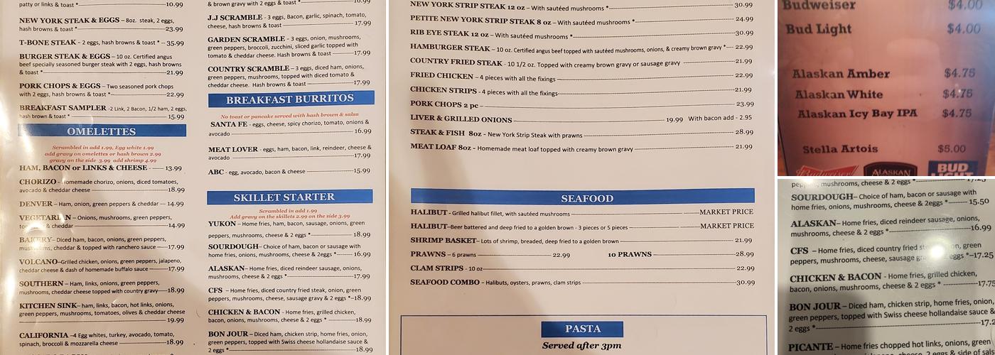 Bakery Restaurant Menu