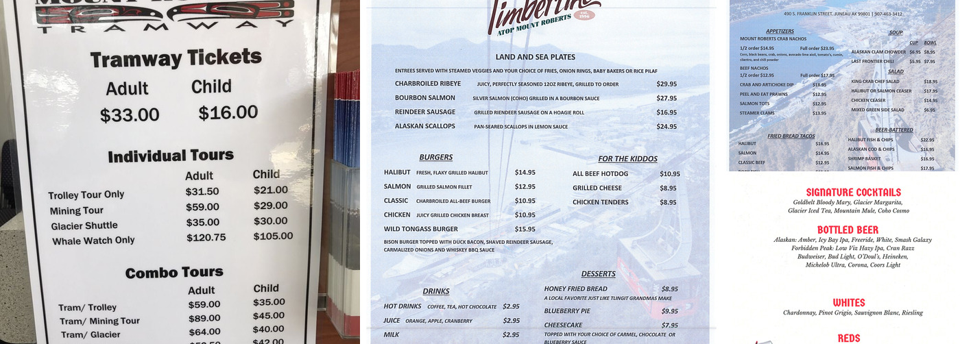 Mount Roberts Tramway Menu