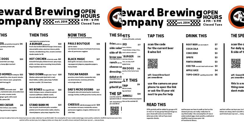 Seward Brewing Company Menu