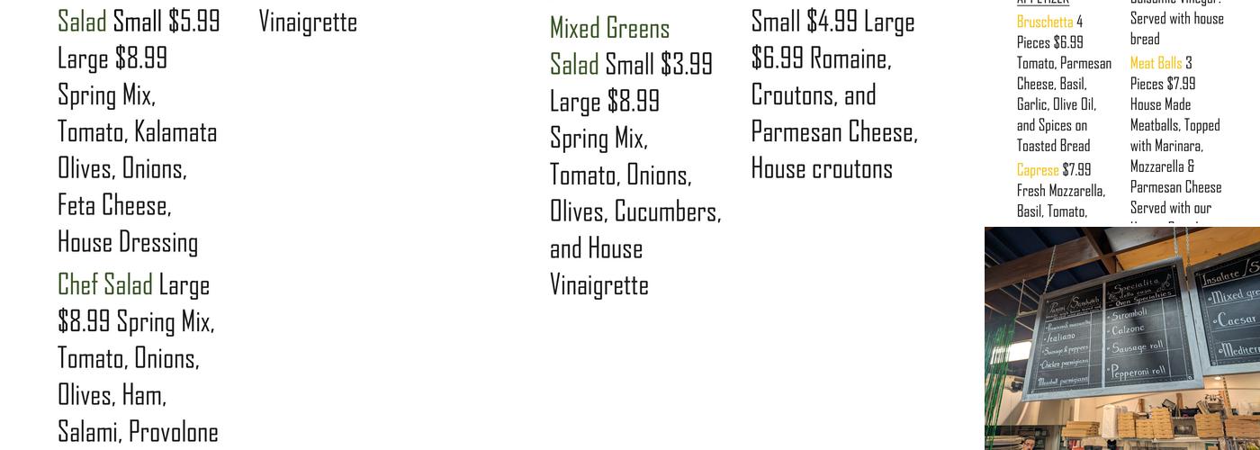 Saverio's Pizzeria Menu