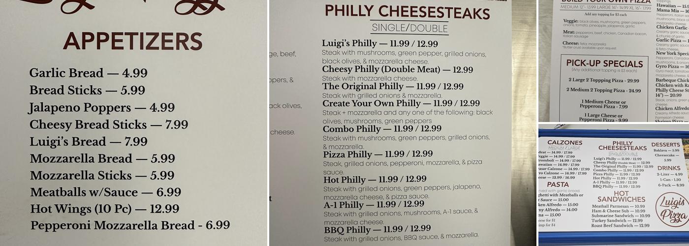 Luigi's Pizza Menu