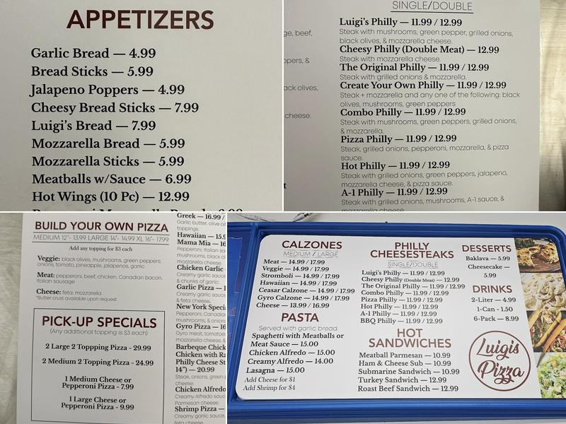 Luigi's Pizza Menu