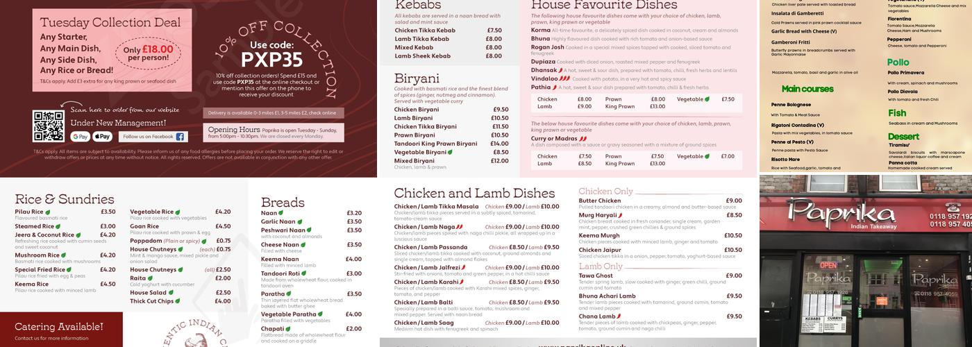 Paprika Indian Takeaway Menu