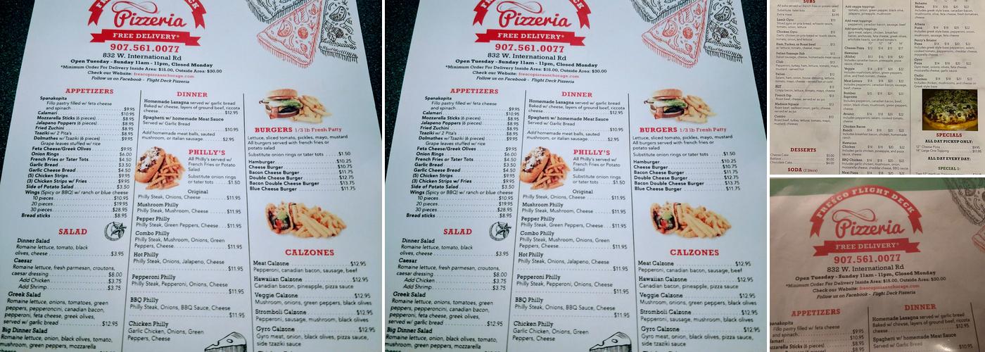 Flight Deck Pizzeria Menu