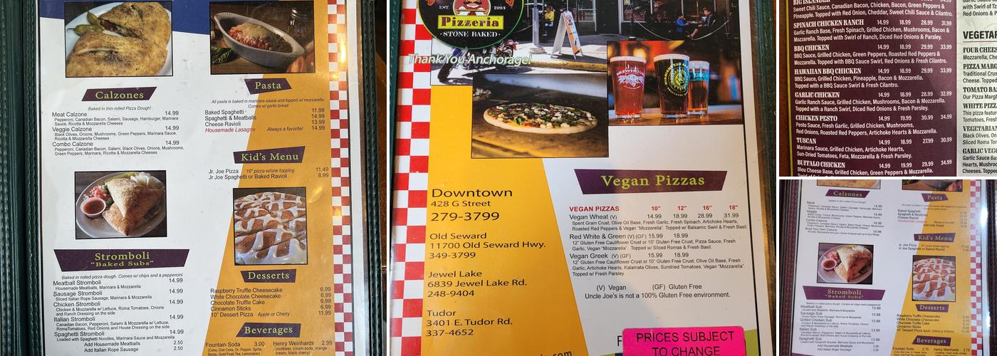 Uncle Joe's Pizzeria Menu