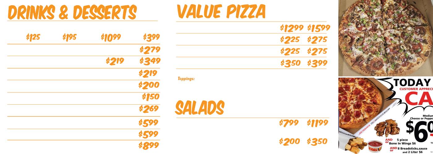 Great Alaska Pizza Company Menu