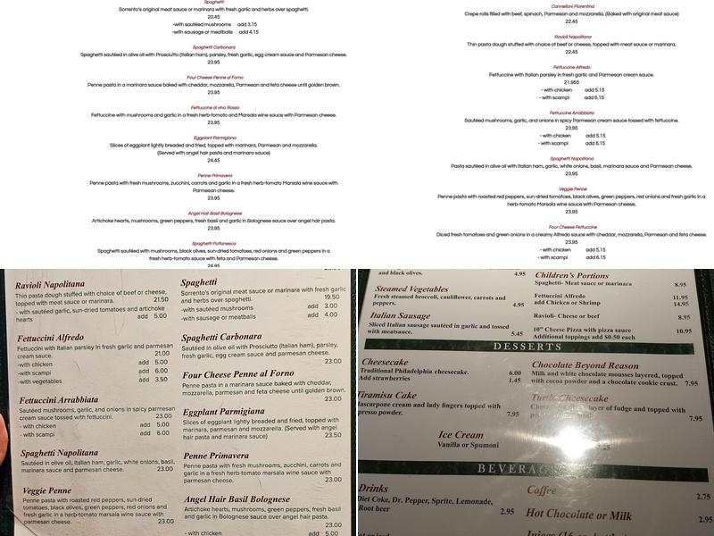 Sorrento's Menu