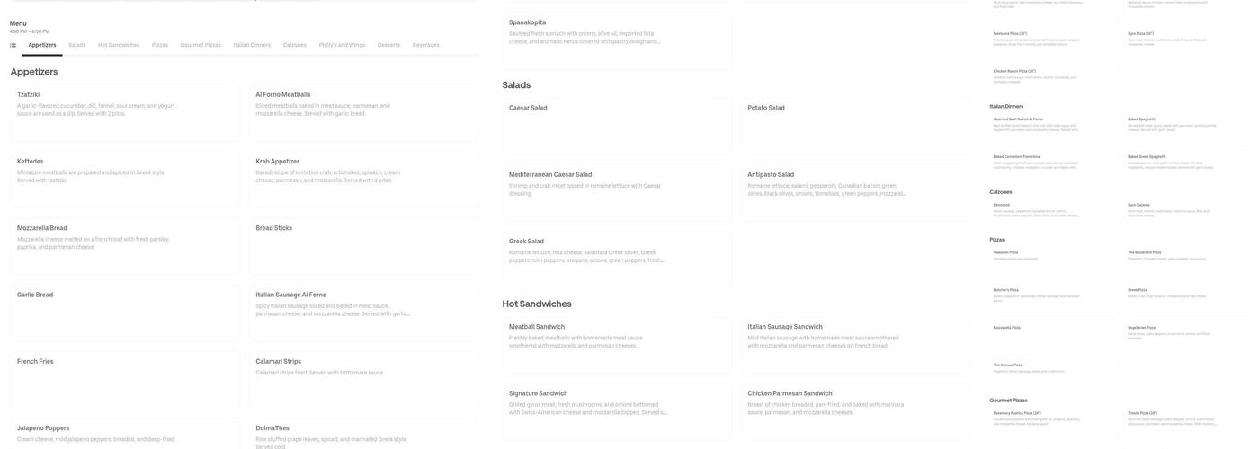 88th Street Pizza Menu