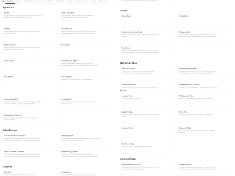 88th Street Pizza Menu