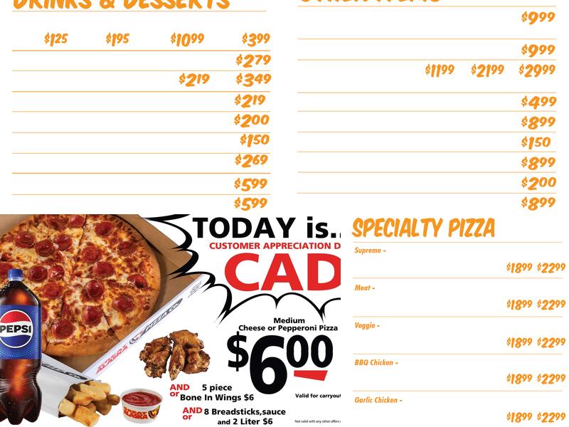 Great Alaska Pizza Company Menu