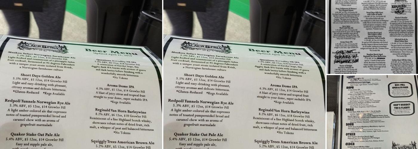 Black Spruce Brewing Company Menu